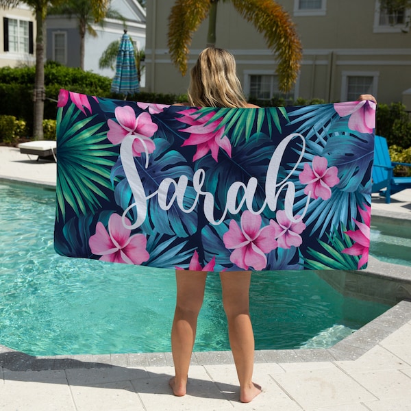 Personalized Hawaii Beach Towel, Custom Name Beach Towel, Custom Hawaii beach towel for brides, beach towel for bachelorette, womens