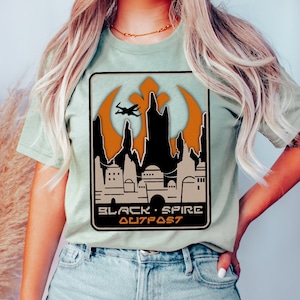 Black Spire Outpost, unisex cotton t-shirt, Star Wars Batuu, smaller graphic size