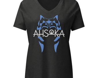 Ahsoka T-Shirt Dark Heather Grey Women's Bella Canvas Relaxed V-Neck 6405CVC Star Wars Inspired Disney Ashoka Tano T-Shirt