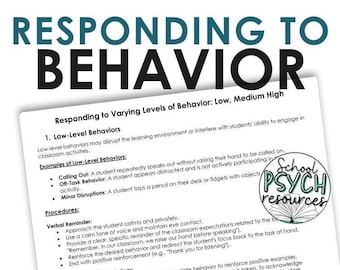 Responding to Behavior Procedure Guide Classroom Management Teacher SPED, Special Education Template, Digital/Instant Download