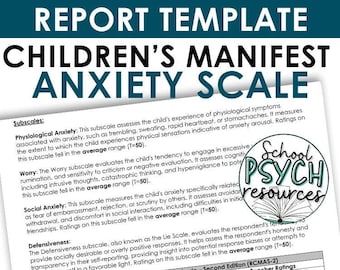 RCMAS-2 Anxiety Rating Scale Evaluation Report Template Special Education SPED, Special Education Digital Template, Instant/Digital Download