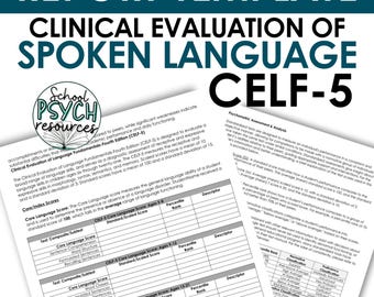 CELF5 レポート テンプレート スピーチ言語特別教育評価、特別教育デジタル テンプレート、インスタント/デジタル ダウンロード