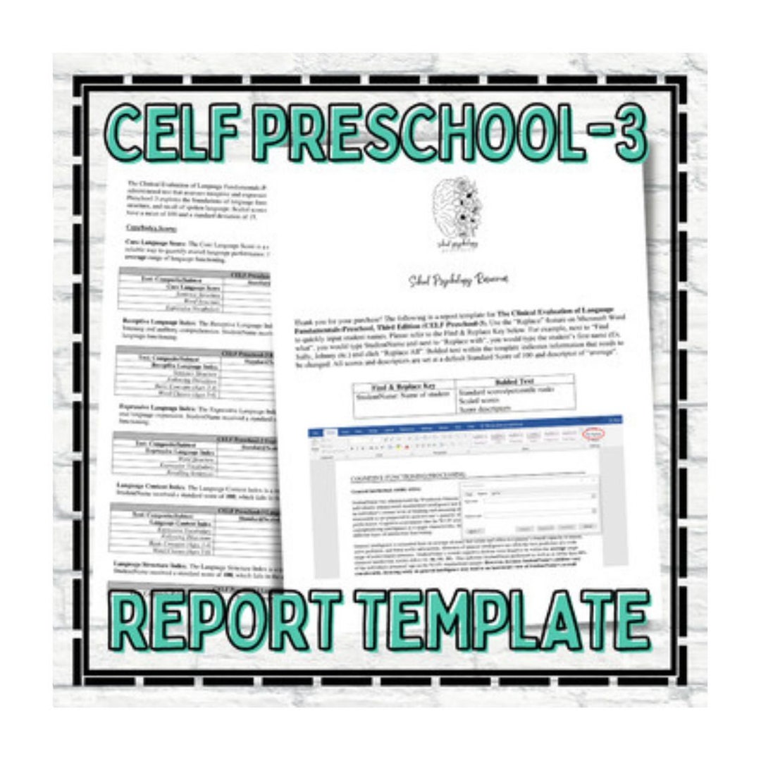 CELF Preschool 3 Report Template Speech Language Special Education CELF Preschool 3 Report Template Speech Language Special Education