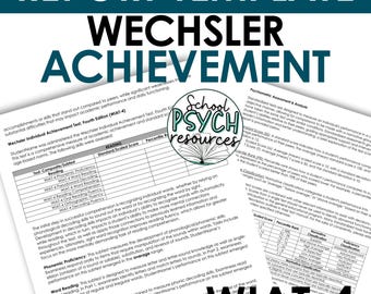 WIAT-4 Report Template Shell School Psychology Special Education, Special Education Digital Template, Digital Download, Instant Download