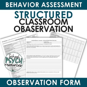 FBA Structured Class Observation Form School Psychologist Behavior Special Ed, Special Education Digital Template, Instant/Digital Download