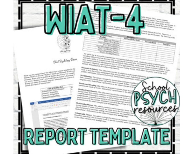 WIAT4 Report Template Shell School Psychology Special Etsy WIAT4 Report Template Shell School Psychology Special Etsy