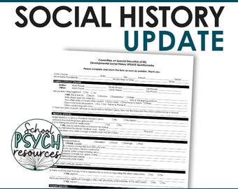 School Psychologist Social History Update Form Re-Evaluation Parent Form, Special Education Digital Template, Instant/Digital Download