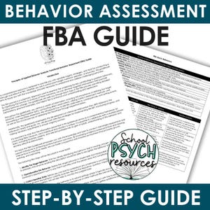 FBA Functional Behavior Assessment Steps Guide School Psychology Special Ed, Special Education Digital Template, Instant/Digital Download