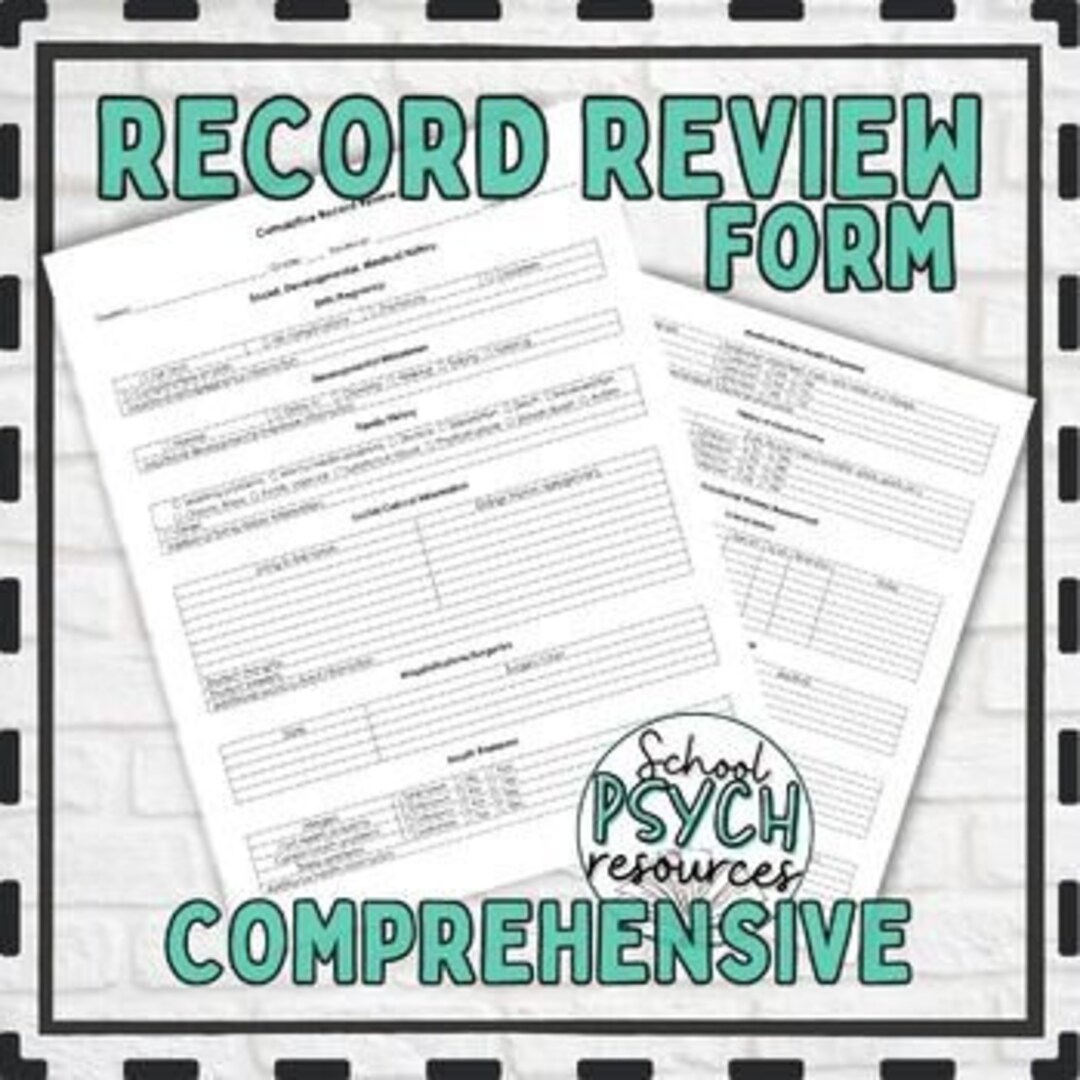 School Psychologist Comprehensive Record Review File Review Sped Form ...