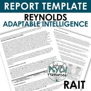 RAIT Report Template School Psychology Special Education Assessment Evaluation, Special Education Template, Digital/Instant Download