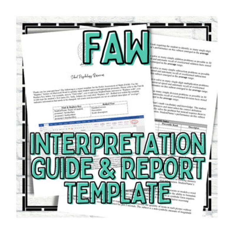 Interpertation Report For Rkg FAW Fiefer Writing Interpretation & Report Template Bundle School Psych ...