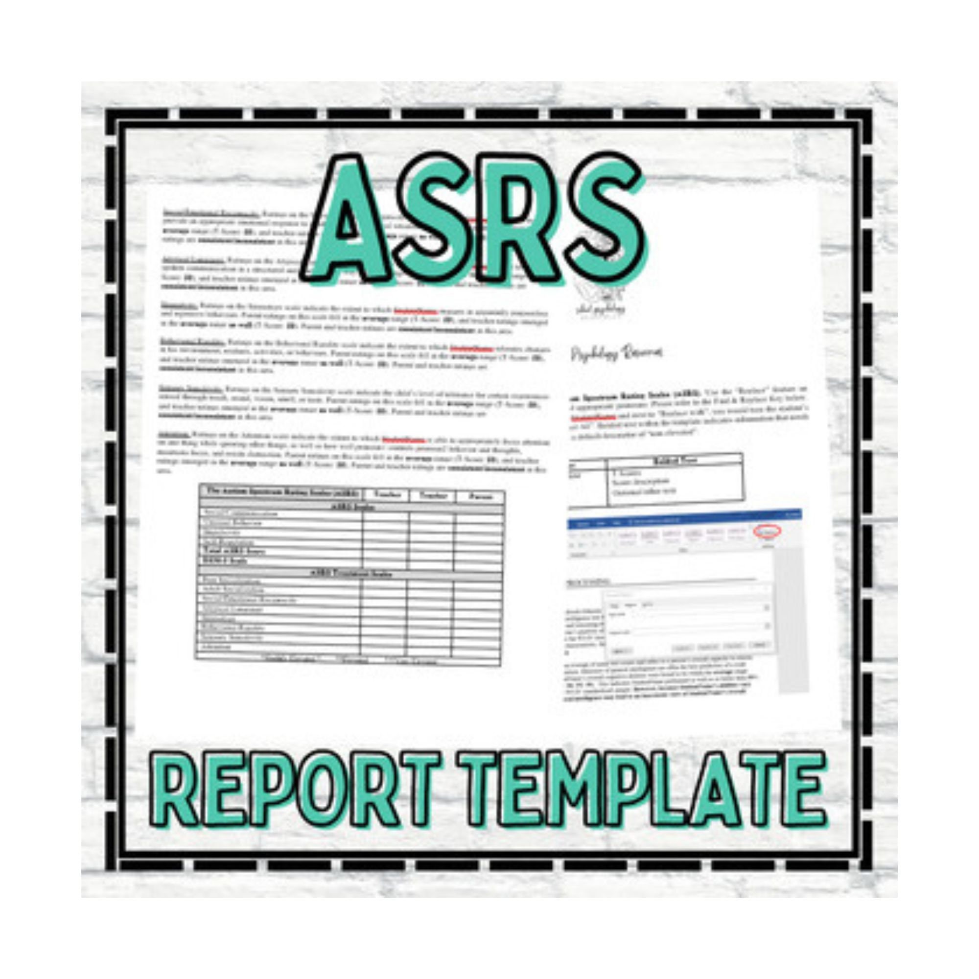 ASRS Report Template School Psychology Special Education Assessment ASRS Report Template School Psychology Special Education Assessment