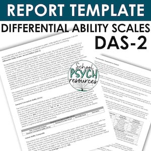 Puede incluir: Una plantilla de informe para las Escalas de Habilidades Diferenciales, Segunda Edición (DAS-2). La plantilla incluye una descripción de la prueba, su propósito y cómo interpretar los resultados. La plantilla también incluye una tabla de rangos percentiles y una descripción de las diferentes habilidades cognitivas medidas por la prueba.