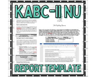 KABC Report Template School Psychology Special Education Assessment Evaluation, Special Education Template, Digital/Instant Download