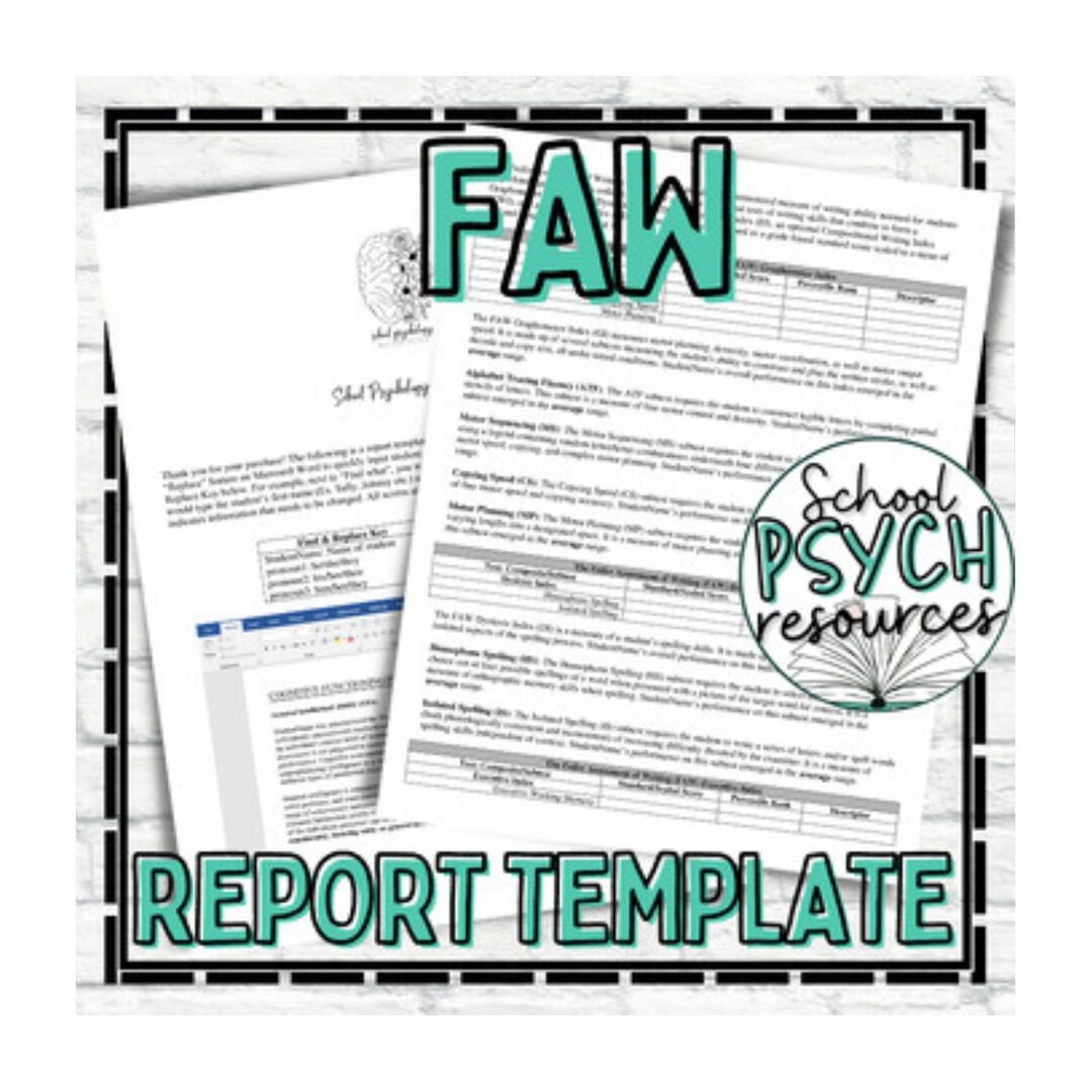 FAW Fiefer Writing Report Template School Psychology Special Education FAW Fiefer Writing Report Template School Psychology Special Education