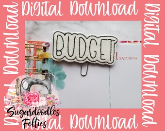 Budget Planner Clip Feltie Design-Machine Embroidery Design-Planner Clip Designs-Feltie Clip Designs-Farmhouse Planner Design-ITH Designs