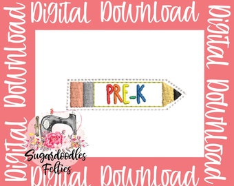 Pre-K Pencil Feltie File-School Feltie Files-Embroidery Designs-Grade School Embroidery Feltie Designs-ITH Design-Back to School-First Day