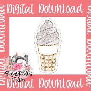 Cornet de crème glacée Feltie File-Machine Broderie Feltie Files-ITH Designs-4x4 Hoop-5x7 Hoop- Food Feltie Files- Ice Cream Feltie-Dessert Files