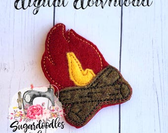 Applique kampvuur vilt bestand-4 x 4-5 x 7 ITH-bestanden-zomer camping vilt-machine borduur bestanden-kampvuur gelaagde vilt-kampeer vilt
