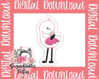 Flamingo Feltie Datei- Tier Feltie Design-Stickerei Design-Maschinenstickdateien-Tier Designs-Süße Sommer Feltie Designs-ITH Design
