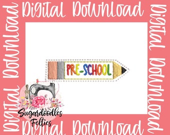 Pre-School Pencil Feltie File-School Feltie File-Embroidery Design-Grade School Embroidery Feltie Design-ITH Design-Back to School-First Day