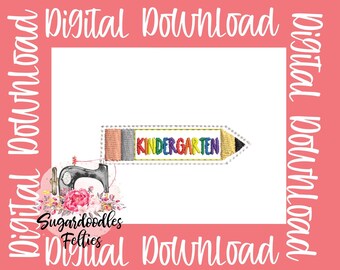 Kindergarten Pencil Feltie File-School Feltie Files-Embroidery Designs-Grade School Embroidery Feltie Designs-ITH Design-Back to School file