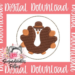 Thanksgiving Turkey Sugar Cookie Feltie File-Thanksgiving Feltie Files-Turkey Feltie Files-ITH Design-Machine Embroidery Files-Cookie Files