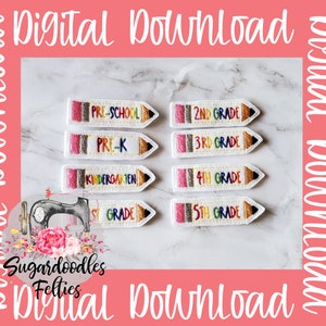 8 Back to School Feltie Files-Pencil Feltie Files-First Day of School Felties-Embroidery Designs-ITH Designs-Back to School Felties Bundle