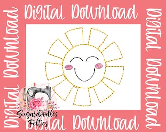 Sun Feltie File-Machine Embroidery File-Sunburst Sun-Smiley Face Sun Embroidery Feltie File-Feltie Designs-Summer Feltie Files-ITH Files
