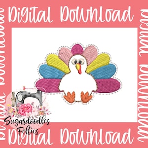 Colorful Turkey Feltie Design-Thanksgiving Feltie Design-Digital Embroidery Design-Fall Embroidery Designs-Animal Feltie Design- Felties