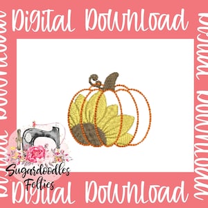 Sunflower Pumpkin Fall Feltie Embroidery Design-Halloween Feltie Designs-Digital Embroidery Designs-Fall Embroidery Designs-Fall Felties