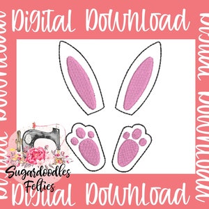 Bunny Parts Filzbild-Ostern Filzbild-Design-Maschine Stickerei Filzbilder-Oversized Filzbild-Hase frisst und Füße