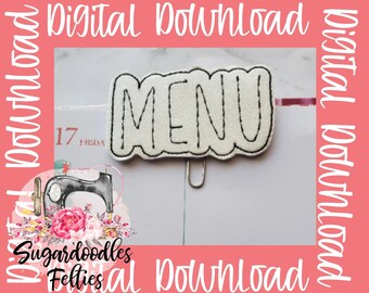 Menu Planner Clip Feltie Design-Machine Embroidery Design-Planner Clip Designs-Feltie Clip Designs-Farmhouse Planner Design-ITH Designs