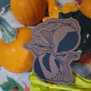 Individual faux Leather Geometric Mushroom Stickers