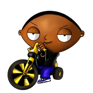 Black Family Guy Stuey geïnspireerd PNG digitale download afdrukbare kunstprint