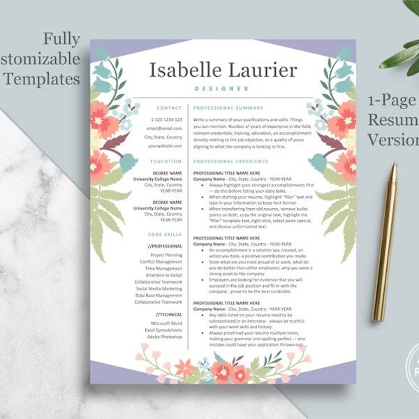 Florist Resume Template Etsy - Il 600x600.4719525802 S9l8 