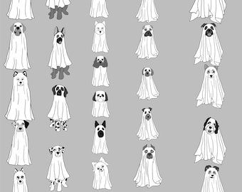 Ghost Dog Breeds PNG: Retro Halloween Clipart (Digital Download)