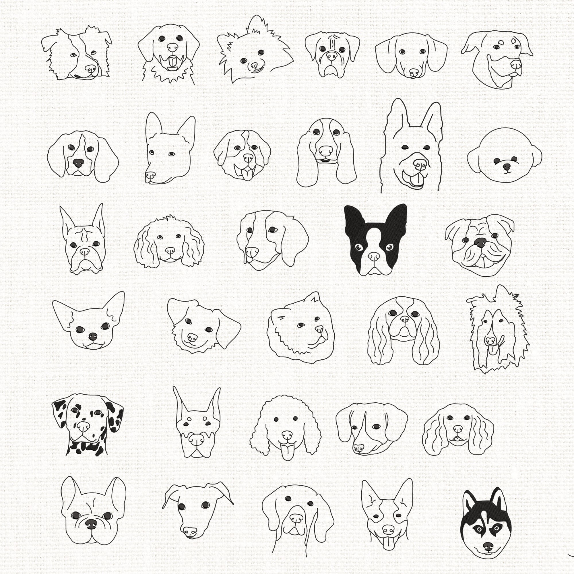 Dog Breed Face Embroidery Design: Machine Embroidery Pattern (Digital Download)