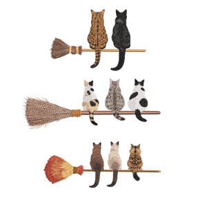 Cat Witch Embroidery Design: Halloween Machine Embroidery File (Digital Download)
