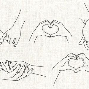 5 Holding Hands Embroidery Design,Couple hands