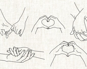 5 Holding Hands Embroidery Design,Couple hands