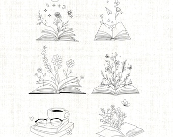 Floral Book Embroidery Design: 3 Sizes (Digital File)