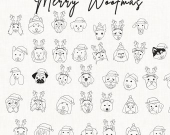 87 Christmas Dogs Breed Embroidery, Merry Woofmas,Xmas Dog Embroidery Machine