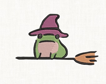 Witch Frog Embroidery Design