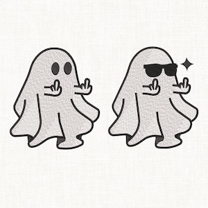 Ghost Middle Finger Embroidery, Halloween,Cute Ghost Halloween Embroidery Machine