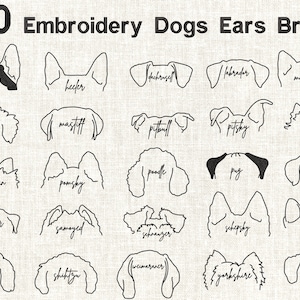 50 Embroidery Dog Ears breed,Machine Embroidery Design,Digital embroidery machine design