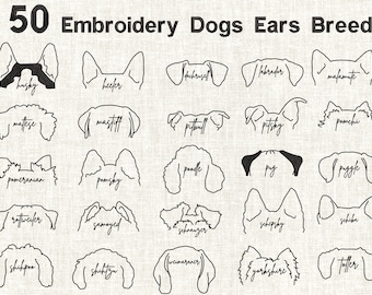 50 Embroidery Dog Ears breed,Machine Embroidery Design,Digital embroidery machine design