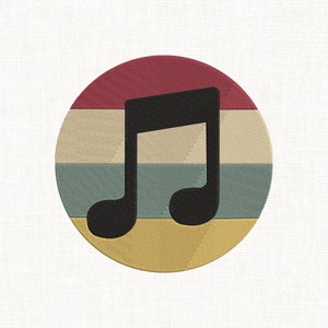 レトロな音符アイコン刺繍デザイン