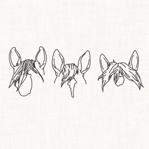 3 Horse Ears Embroidery Design,Love Horse, Pet Horse Embroidery Machine