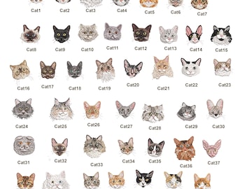44 Cat Face Embroidery Designs: Machine Embroidery Patterns (Digital Download)